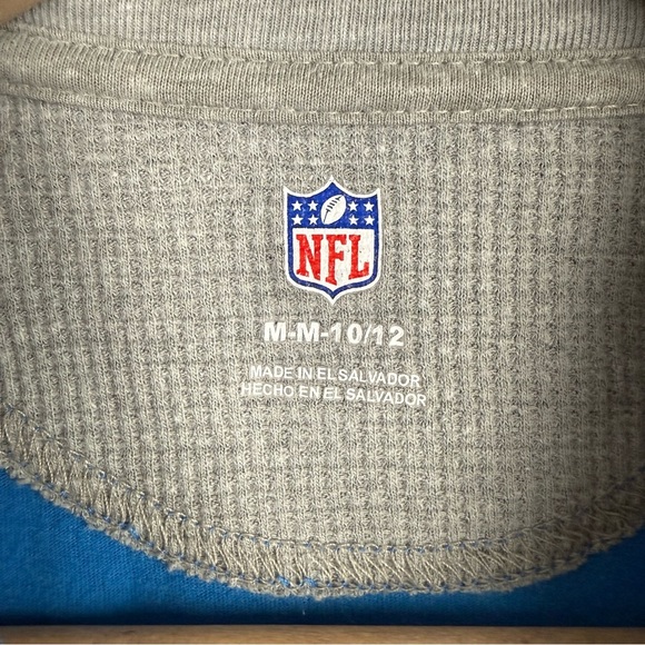 NFL Detroit Lions | Boys M 10/12 Blue Long Sleeve Layered Tee - Picture 3 of 6